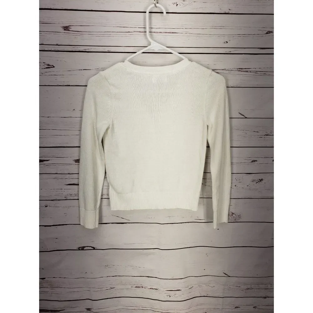 Old Navy White Button Up Girl's Size 8 Regular‎ School Uniform Sweater
